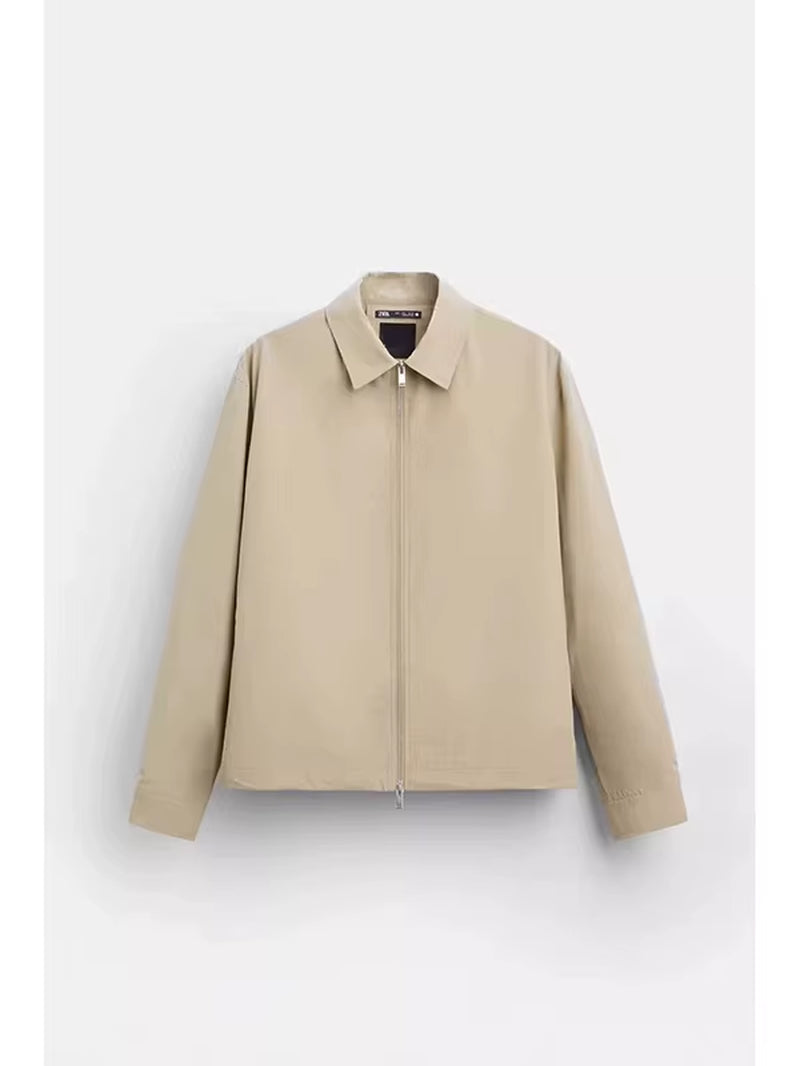 New Arrival Spring 2024 Men'S Lightweight Tech Fabric Long Sve Jaet Zipper Casual Outerwear Sli Simple Design