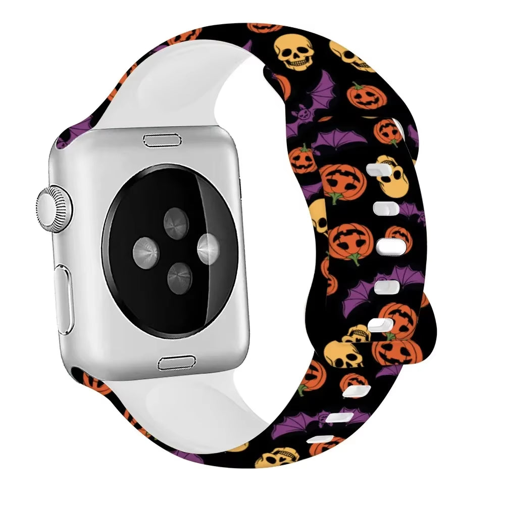 Halloween Silicone Strap for  Watch Ultra 3 49Mm 11 10 42Mm 46Mm 9 8 7 6 5 4 SE Printed Bracelet Iwatch 45Mm 41Mm 44Mm 40Mm