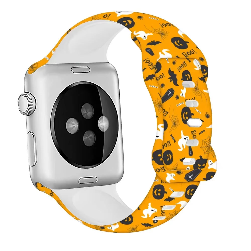 Halloween Silicone Strap for  Watch Ultra 3 49Mm 11 10 42Mm 46Mm 9 8 7 6 5 4 SE Printed Bracelet Iwatch 45Mm 41Mm 44Mm 40Mm