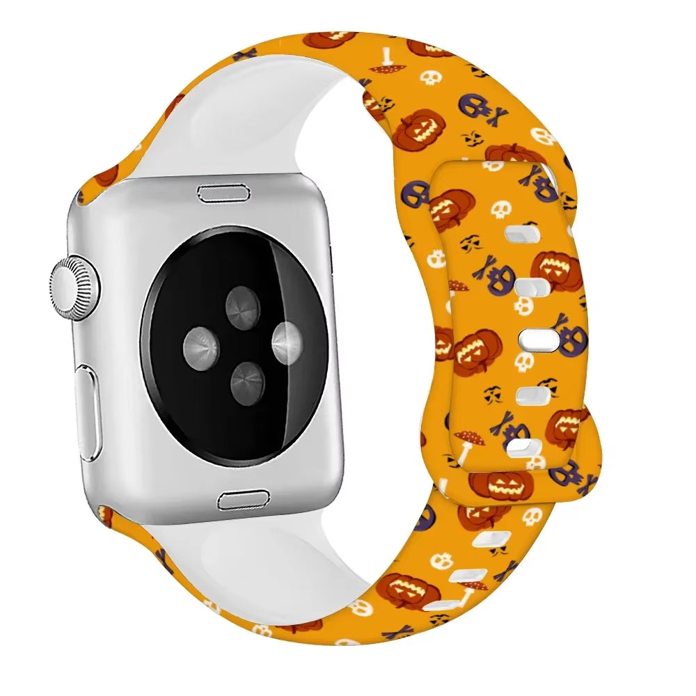 Halloween Silicone Strap for  Watch Ultra 3 49Mm 11 10 42Mm 46Mm 9 8 7 6 5 4 SE Printed Bracelet Iwatch 45Mm 41Mm 44Mm 40Mm