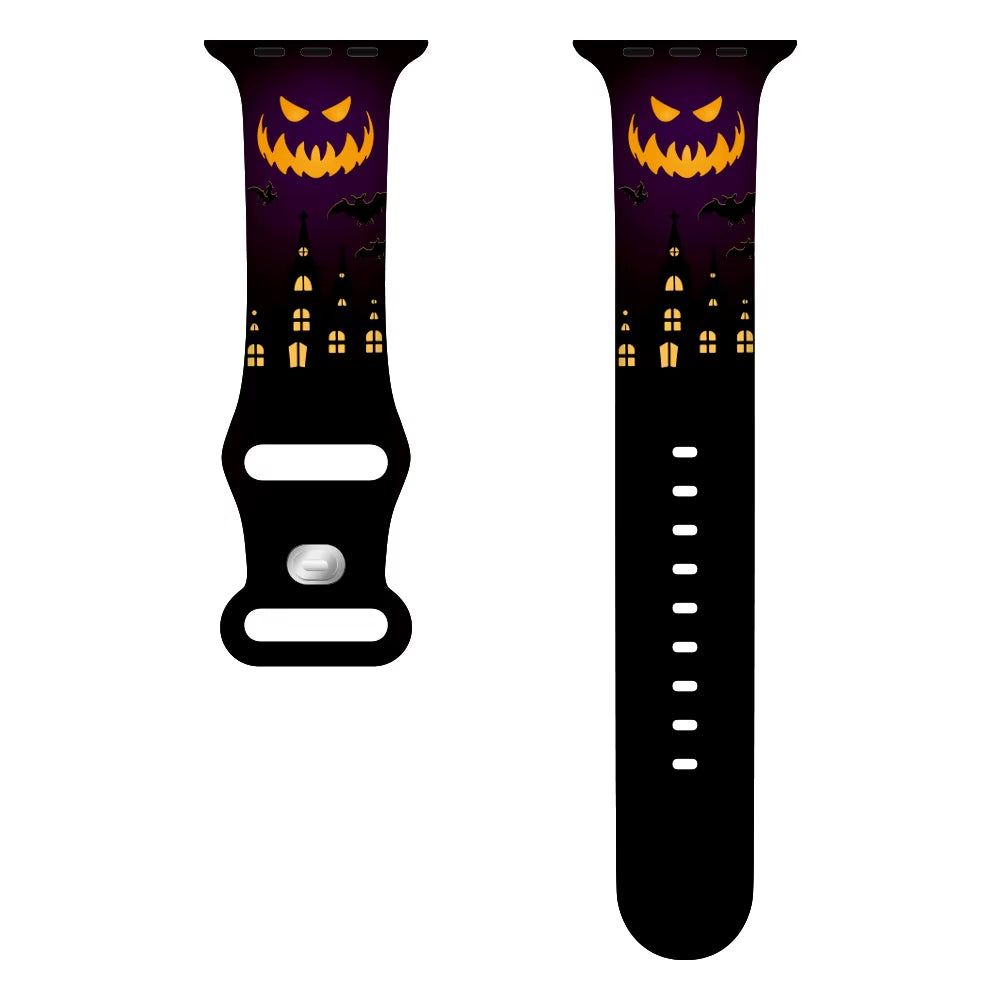 Halloween Silicone Strap for  Watch Ultra 3 49Mm 11 10 42Mm 46Mm 9 8 7 6 5 4 SE Printed Bracelet Iwatch 45Mm 41Mm 44Mm 40Mm