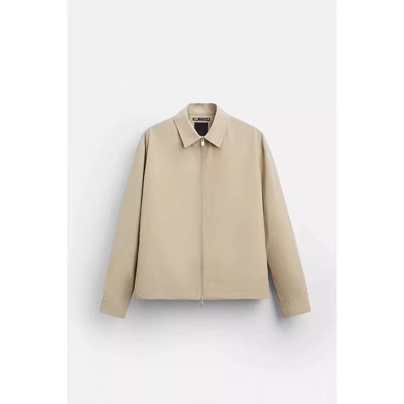 New Arrival Spring 2024 Men'S Lightweight Tech Fabric Long Sve Jaet Zipper Casual Outerwear Sli Simple Design