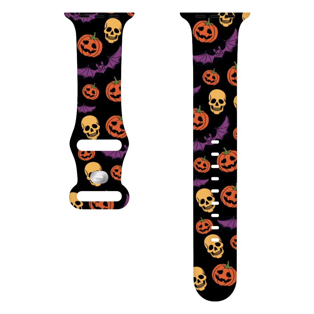Halloween Silicone Strap for  Watch Ultra 3 49Mm 11 10 42Mm 46Mm 9 8 7 6 5 4 SE Printed Bracelet Iwatch 45Mm 41Mm 44Mm 40Mm