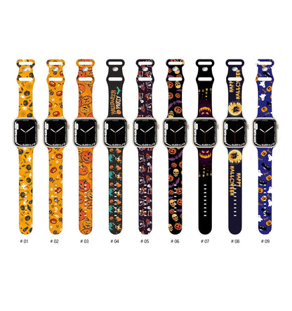Halloween Silicone Strap for  Watch Ultra 3 49Mm 11 10 42Mm 46Mm 9 8 7 6 5 4 SE Printed Bracelet Iwatch 45Mm 41Mm 44Mm 40Mm