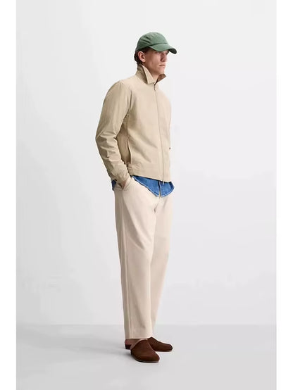New Arrival Spring 2024 Men'S Lightweight Tech Fabric Long Sve Jaet Zipper Casual Outerwear Sli Simple Design