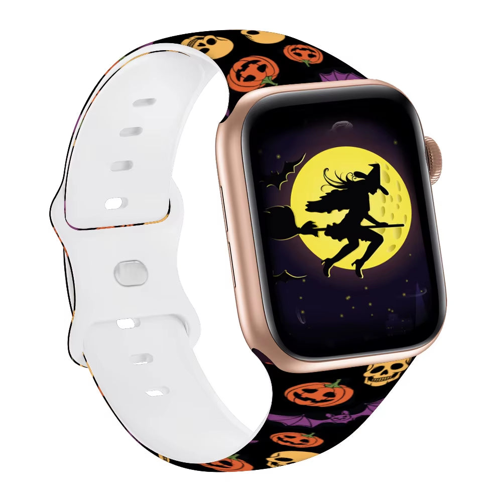 Halloween Silicone Strap for  Watch Ultra 3 49Mm 11 10 42Mm 46Mm 9 8 7 6 5 4 SE Printed Bracelet Iwatch 45Mm 41Mm 44Mm 40Mm